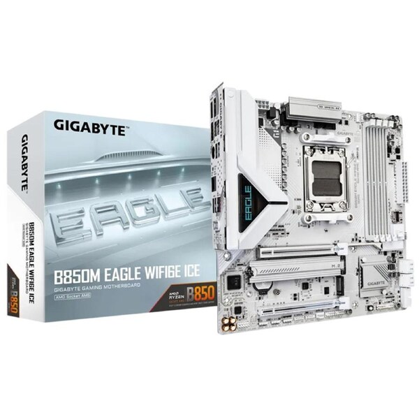 Gigabyte B850M Eagle WiFi6E Ice AM5 mATX Motherboard (B850M EAGLE WF6E ICE)