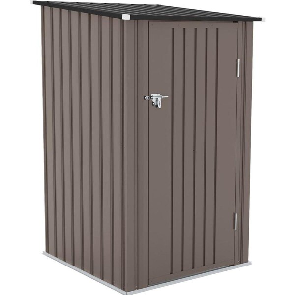 Garden Shed Outdoor Storage Backyard Tool House Lockable Bike Garage Utility Pet Dog Cat Shelter Plastic Galvanised Steel Tilted Roof 93x98x159cm