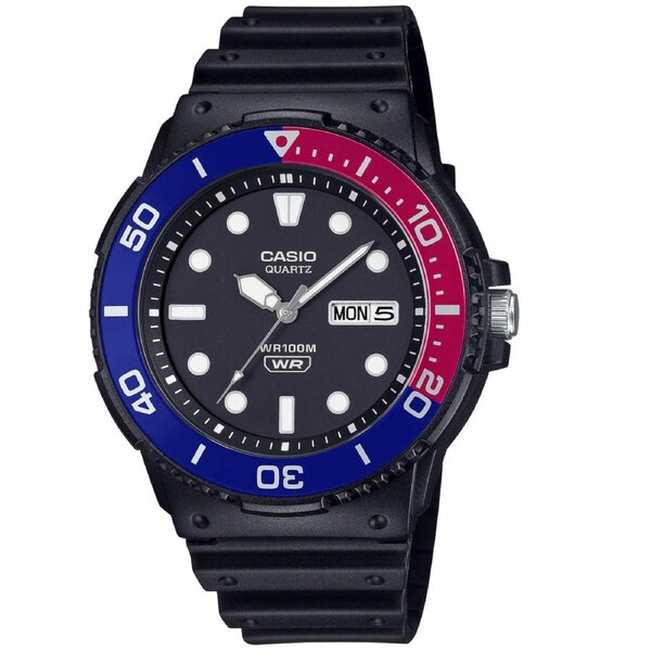 Casio Red-Blue 100m Men's 3-Hand Analog Quartz Watch MRW-230H-1E2