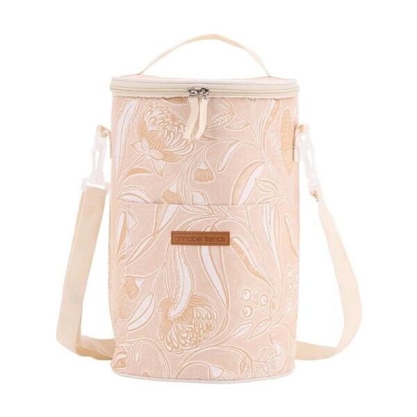 Annabel Trends Tall Picnic Cooler Bag Barrel Trailing Natives Tan 33x20cm