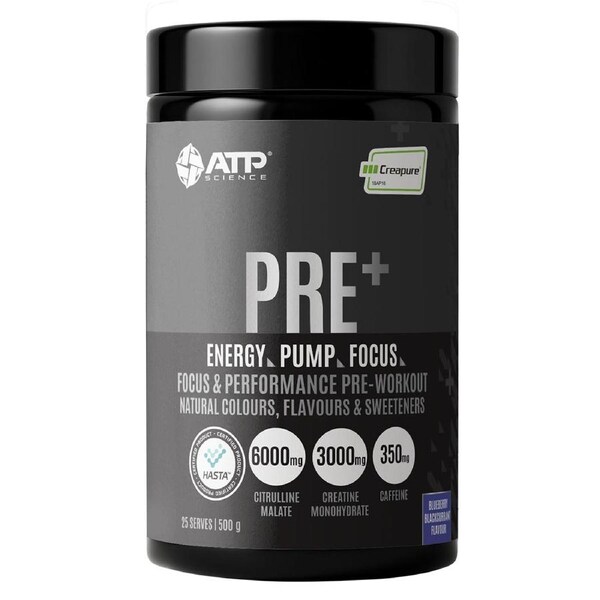 ATP Science PrePlus Pre-Workout Powder Blueberry Blackcurrant 500g