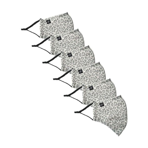 6PK Annabel Trends Reusable Face Mask W/ Adjustable Ear Straps Ocelot Grey
