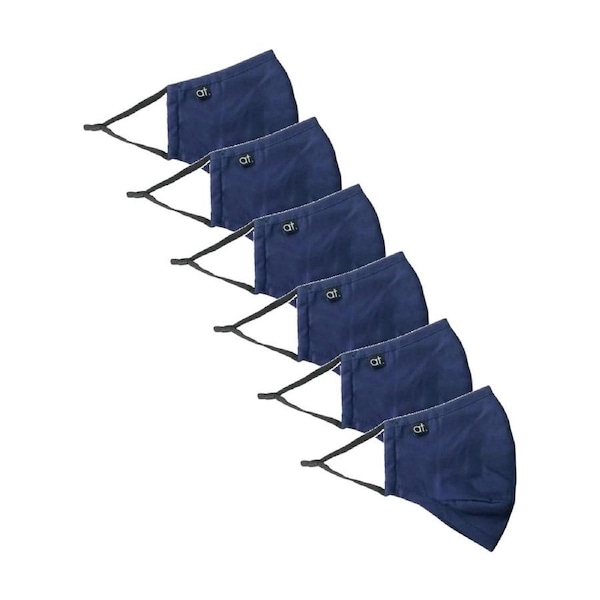 6PK Annabel Trends Reusable Face Mask W/ Adjustable Ear Straps Navy Blue