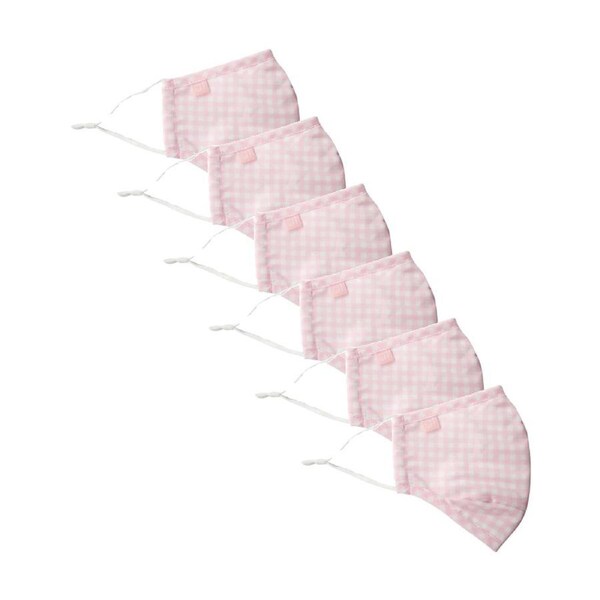 6PK Annabel Trends Reusable Face Mask W/ Adjustable Ear Straps Pink Gingham