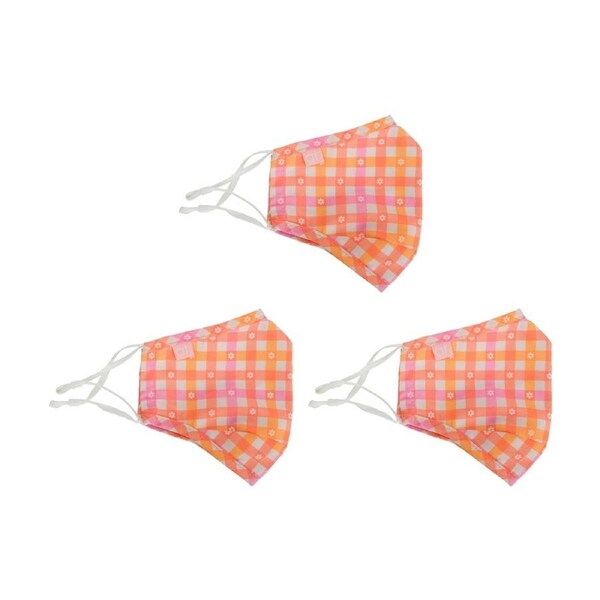 3PK Annabel Trends Reusable Face Mask W/ Adjustable Ear Straps Daisy Gingham