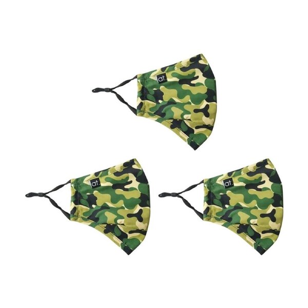 3PK Annabel Trends Reusable Face Mask W/ Adjustable Ear Straps Green Camo