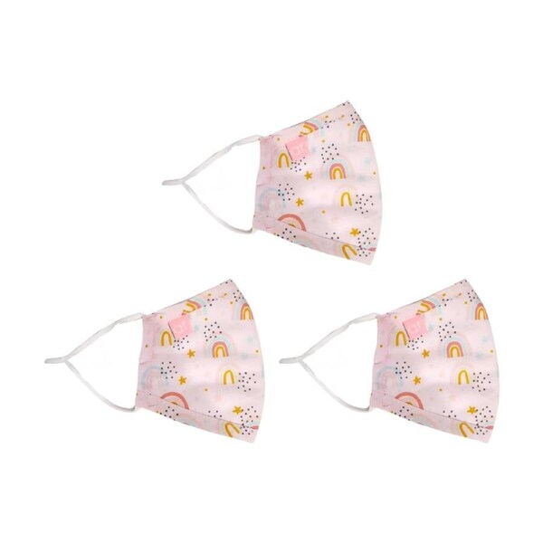 3PK Annabel Trends Kids Reusable Face Mask W/ Adjustable Ear Straps Rainbow