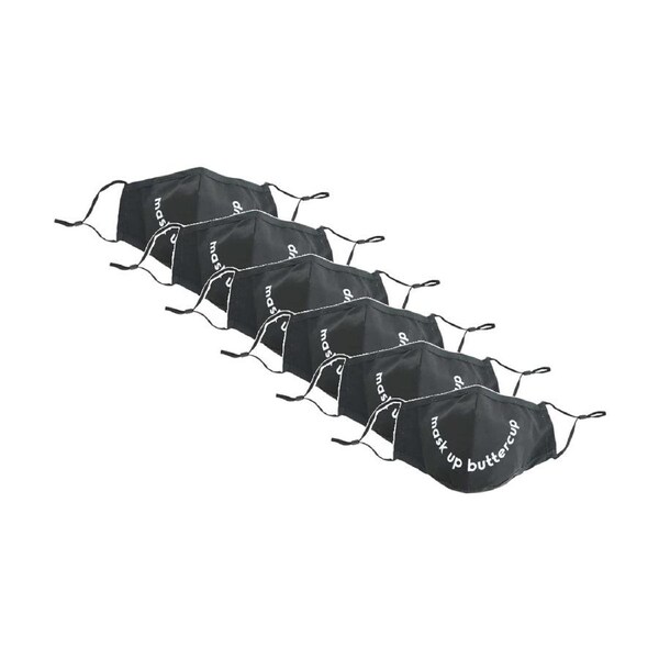 6PK Annabel Trends Mask Up Reusable Face W/ Adjustable Ear Straps Black
