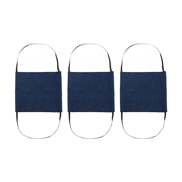 3PK Annabel Trends Face Mask Surgical Style Denim 100% Cotton 12y+