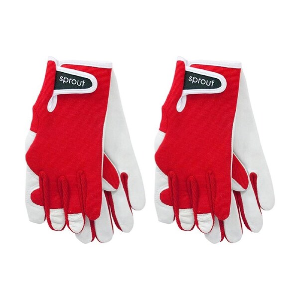 2PK Annabel Trends Sprout 100% Goatskin Gardening Gloves Red & White