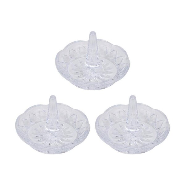 3PK Annabel Trends Glass Jewellery/Ring Luxe Round Holder Organiser Clear