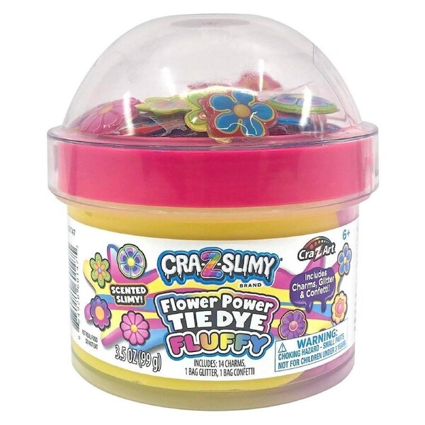 CRA-Z-SLIMY FUN DOME TOPPER JARS PDQ ASST - FLOWER POWER TIE DYE FLUFFY
