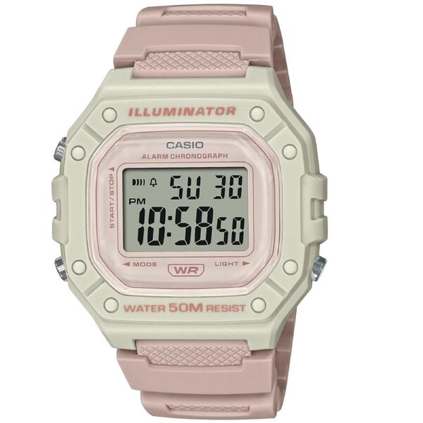Casio Light Pink/Grey Women's 50m Digital Sports Watch W-218HC-4A2