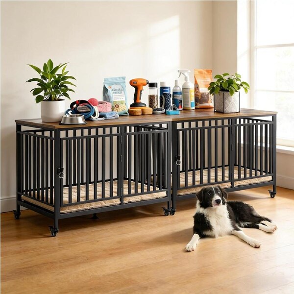 Advwin 2PCS Dog Crate Furniture Heavy Duty Dog Cage Sturdy Dog Kennel