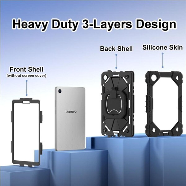 Catzon Tablet Case for Lenovo Tab One / K9 8.7 Inch Shockproof Case with Strap-BlackBlack