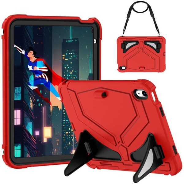 Catzon Tablet Case Panther for iPad A16 11th / iPad 10th 10.9 Shockproof Case with Strap-RedBlack