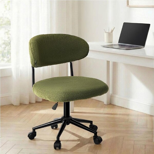 Oikiture Armless Office Chair Mid Back Wide Seat Swivel Home Desk Chair Green
