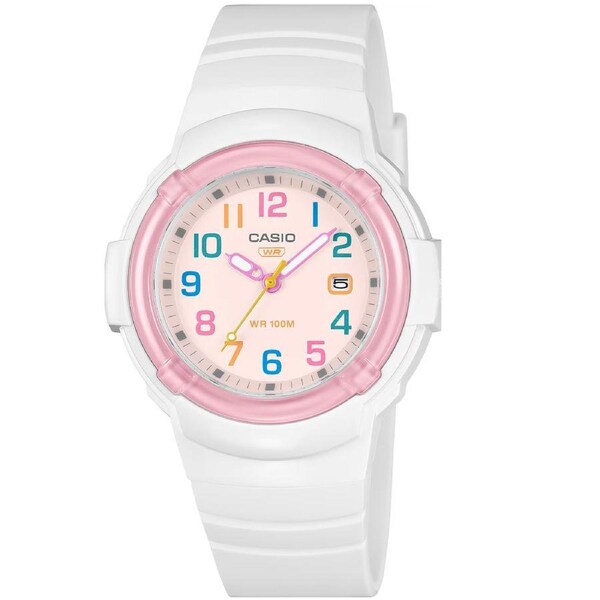 Casio White Pink Women's 100m Analog Sports Watch LX-800H-7A1