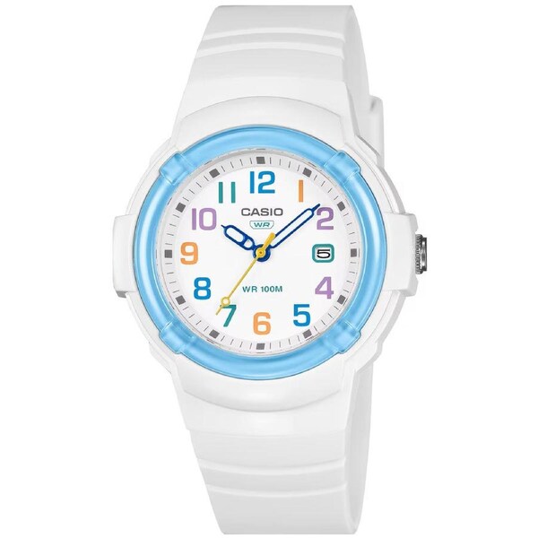 Casio White Blue Women's 100m Analog Sports Watch LX-800H-7A2