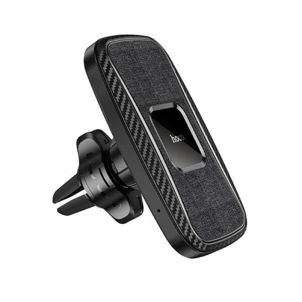 Hoco Wireless Car Charger 15W Air vent Mount Fast Charging Magnetic Clamp 2in1- Black