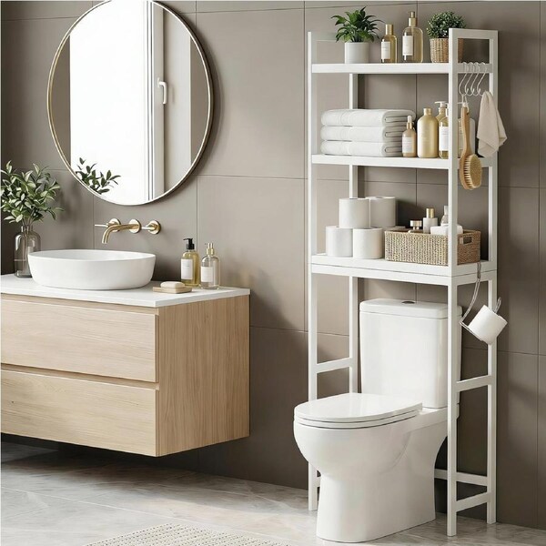 Artiss Over Toilet Bathroom Storage Rack Space Saving 3 Tier Organiser White