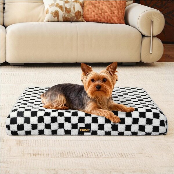 Pawz Orthopedic Dog Bed Memory Foam Dog Mattress Square Checkerboard Pet Mat S