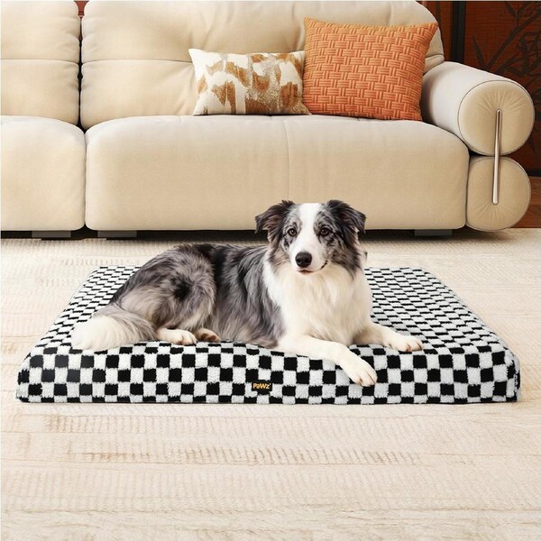 Pawz Orthopedic Dog Bed Memory Foam Dog Mattress Square Checkerboard Pet Mat XL