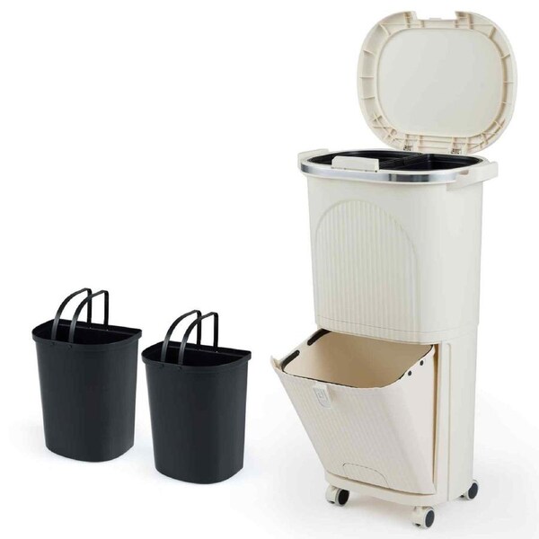 Giantex 2-Layer Sorting Rubbish Bin 38L Kitchen Trash Can Garbage Container Waste Buckets