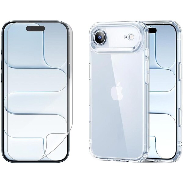 For Apple iPhone 17 AIR Clear Phone Case Cover and Soft Screen Protector Film Guard Clear