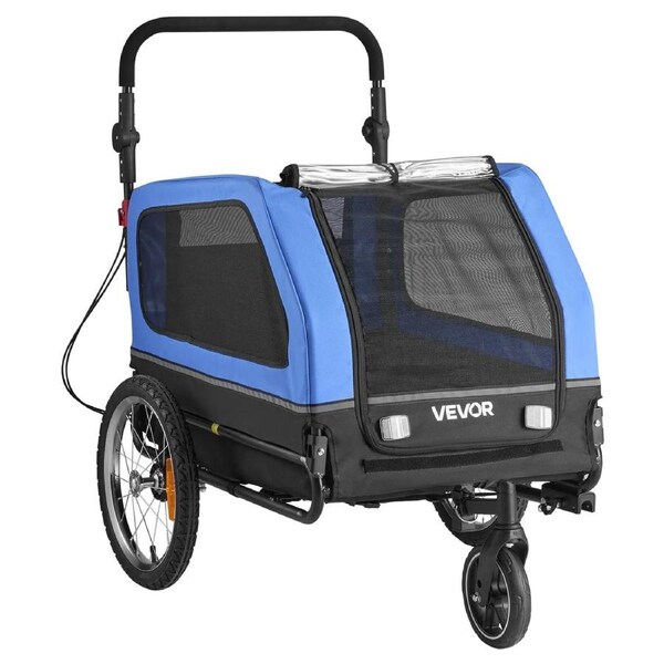 Dog Bike Trailer, Supports up to 40 kg, 2-in-1 Pet Stroller Cart Bicycle Carrier for Small & Large Dogs, Easy Folding Frame with Quick Release Wheel, Universal Bicycle Coupler, Internal Leash