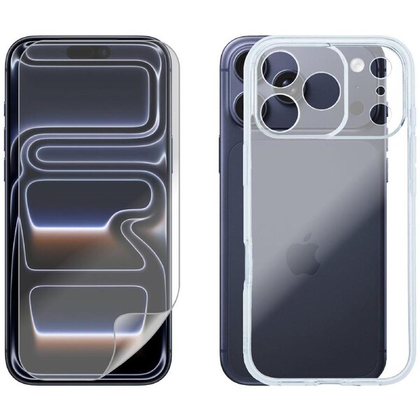 For Apple iPhone 17 PRO MAX Clear Phone Case Cover and Soft Screen Protector Film Guard Clear