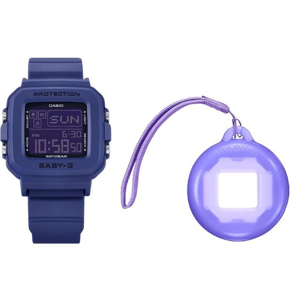Casio Baby-G Purple Women's 100m Digital Watch with Case Holder BGD-10K-2