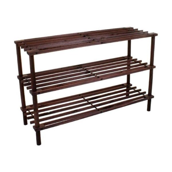 Braz Wooden 3 Tier Shoe Rack Organiser Up To 9 Pairs 74x26x48cm Chocolate