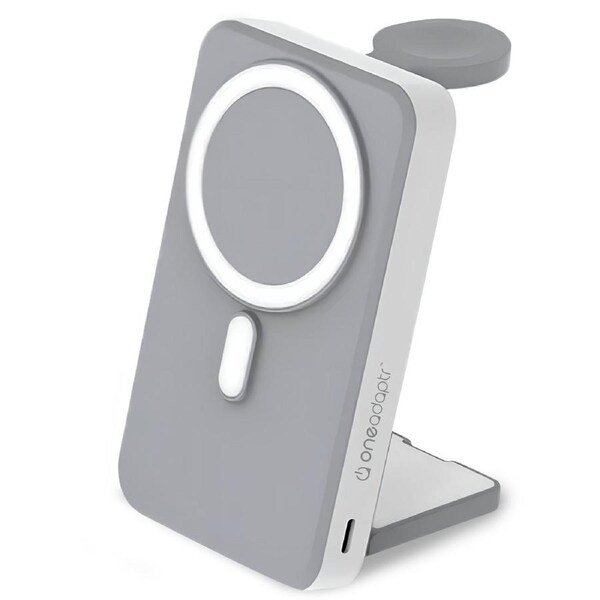 OneAdaptr OneGo Grey 5 in 1 MagSafe Charging Stand Power Bank