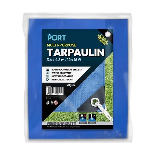 Port Water Resistant UV Stable Outdoor Tarp 12x16ft 366x488cm Blue