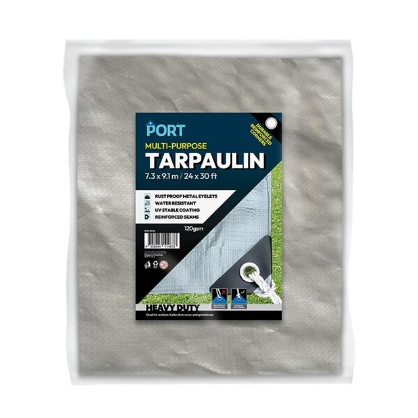 Port Water Resistant UV Stable Outdoor Tarp 24x30ft 732x915cm Silver