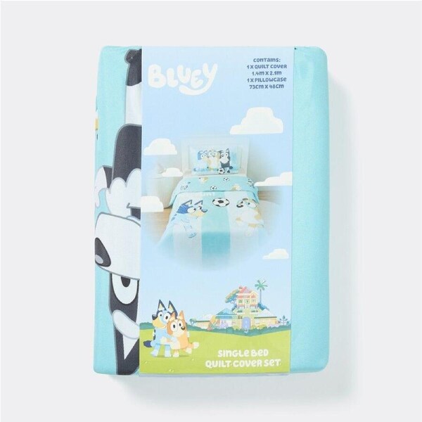 Bluey Quilt Cover Set Single Bed - Soccer
