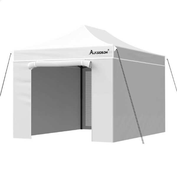 Gazebo ALFORDSON Gazebo 3x4.5m Pop Up Marquee Side Wall Portable White