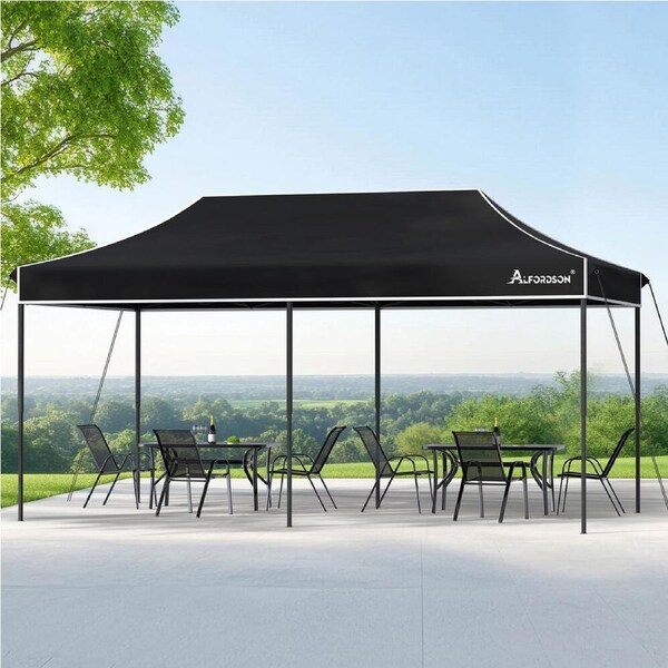 ALFORDSON Gazebo Pop Up Marquee 6x3m 600D Oxford Folding Tent Black