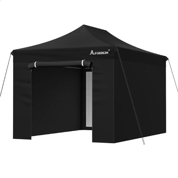 Gazebo ALFORDSON Gazebo 3x4.5m Pop Up Marquee Side Wall Portable Black