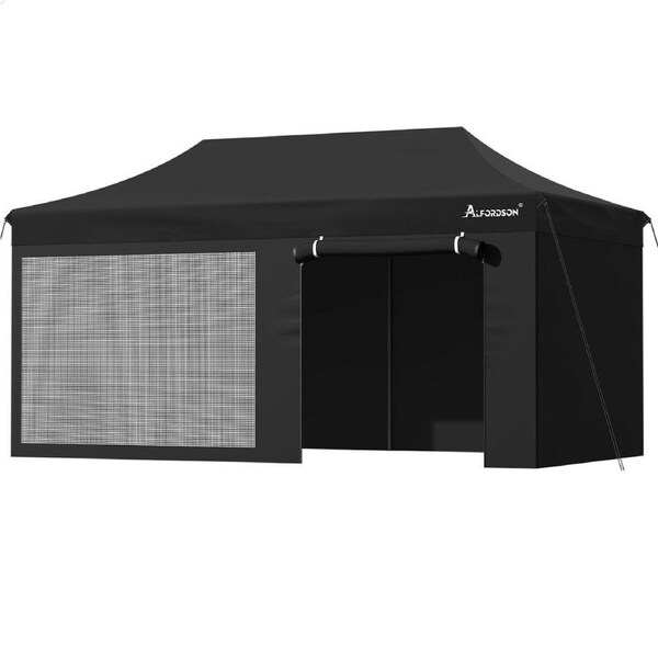 Gazebo ALFORDSON Gazebo 3x6m Pop Up Marquee Side Wall Portable Black