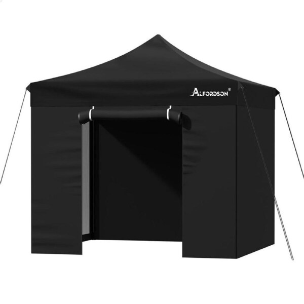 Gazebo ALFORDSON Gazebo 3x3m Pop Up Marquee Side Wall Portable Black