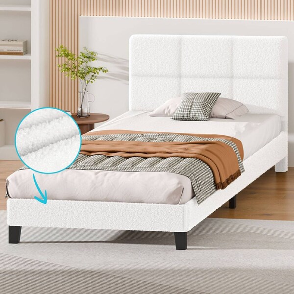 ALFORDSON Bed Frame King Single Size Boucle White
