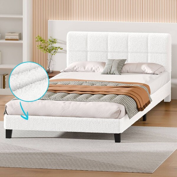 ALFORDSON Bed Frame Double Size Boucle White