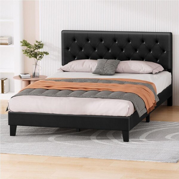 ALFORDSON Bed Frame King Size Leather Black