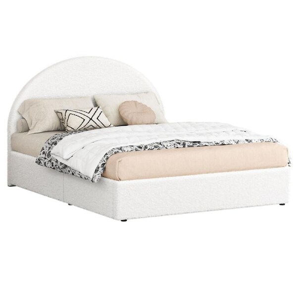 ALFORDSON Bed Frame King Gas Lift Storage White