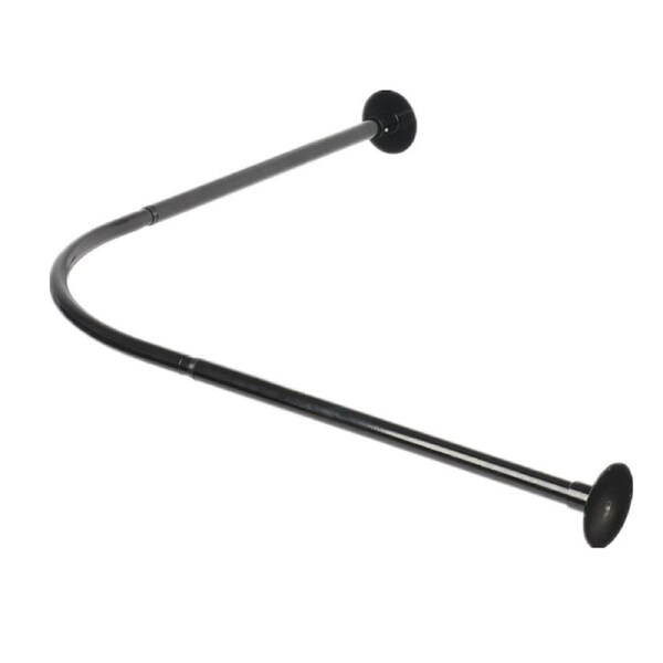 SUS304 Curved Shower Curtain Rod Black Stainless Steel 90-130cm Extendable AU