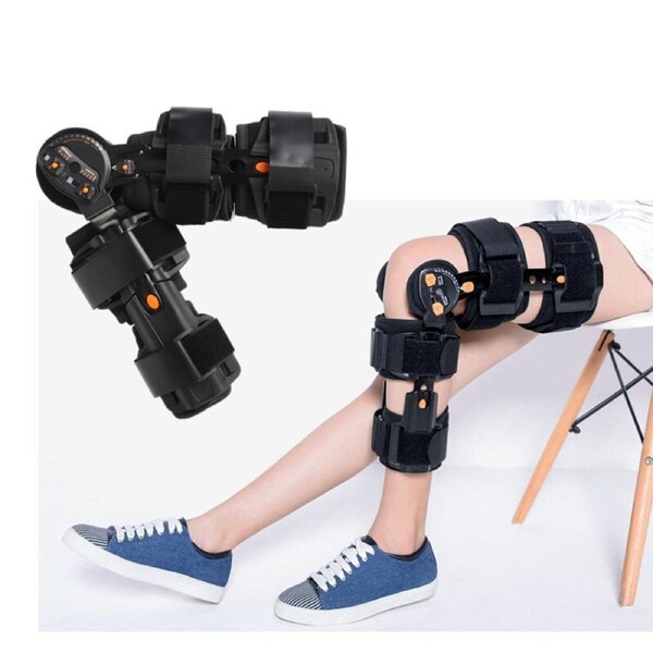 Adjustable Hinged ROM Knee Brace Leg Knee Splint Support for Post Op Recovery
