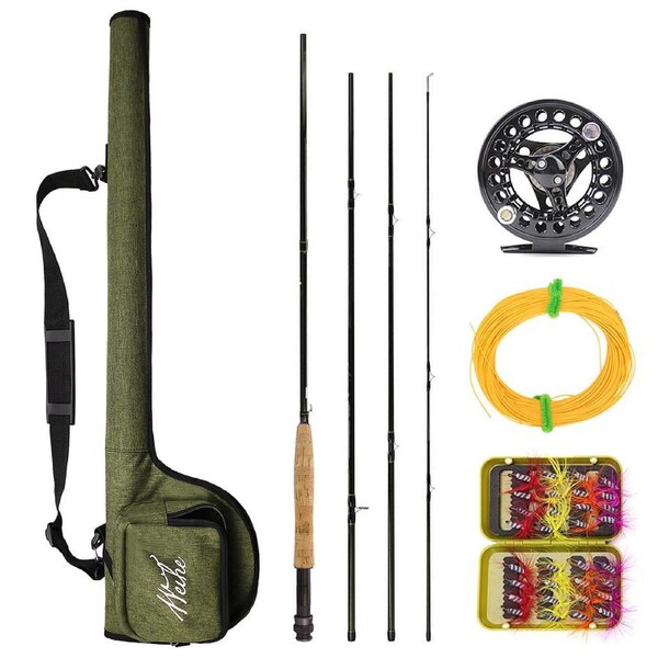 Fly Fishing Rod & Reel Combo Kit 4 Section w/Carry Bag 100 Flies 85mm Portable