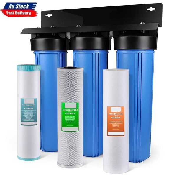 20"x4.5" Big Blue Whole 3 Stages Water Filter System Household Water Purifying